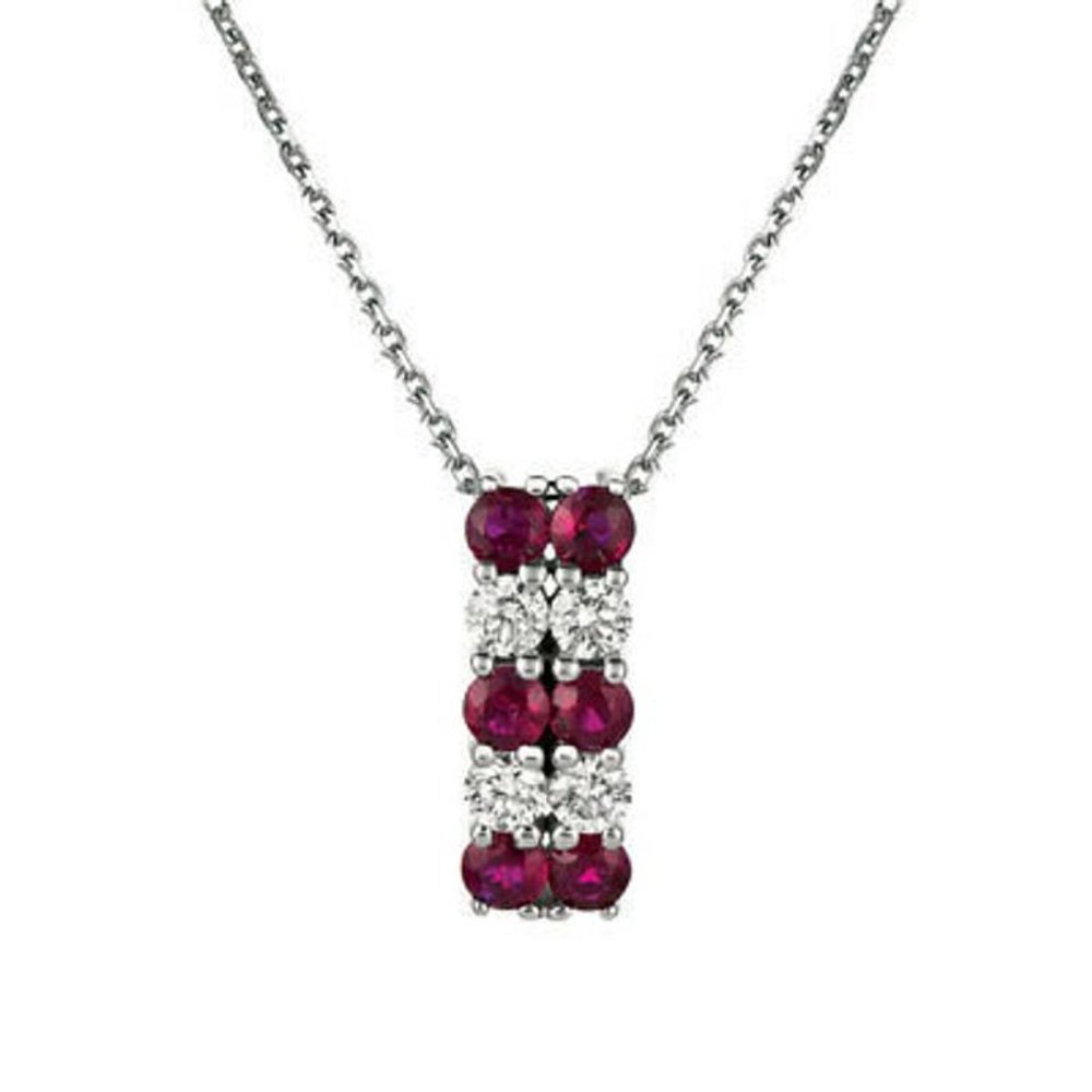 1.30 Carat Diamond and Ruby Two Rows Necklace